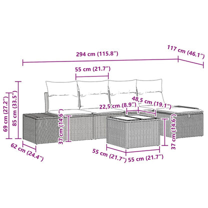 Set Divano da Giardino con cuscino 6 pcs Marrone polyrattan - homemem39