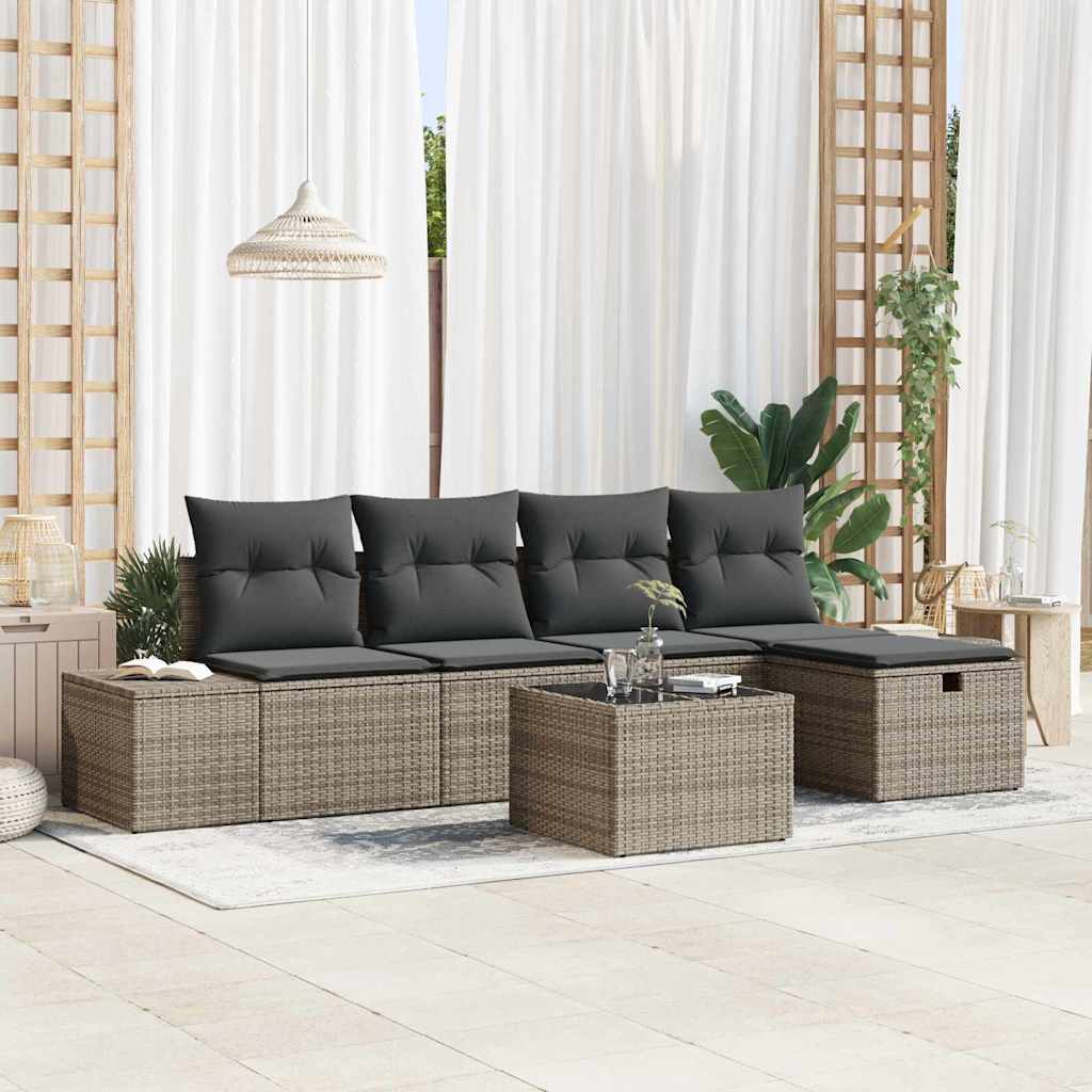 Set Divano da Giardino 6 pz Grigio polyrattan | homemem39