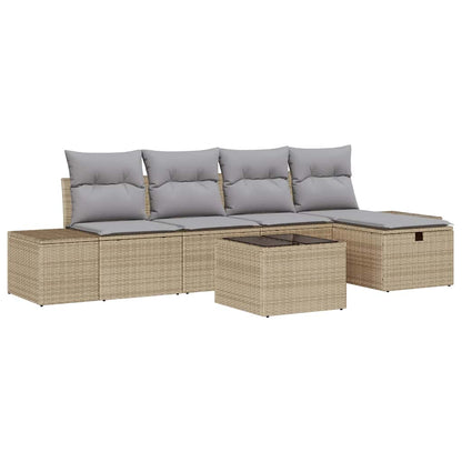 Set Divano da Giardino con cuscino 6 pcs Beige polyrattan - homemem39
