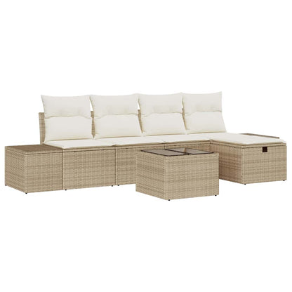 Set Divano da Giardino con cuscino 6 pcs Beige polyrattan - homemem39