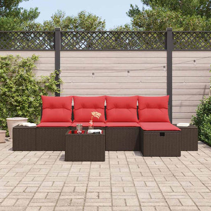 Set Divano da Giardino con cuscino 6 pcs Marrone polyrattan | homemem39