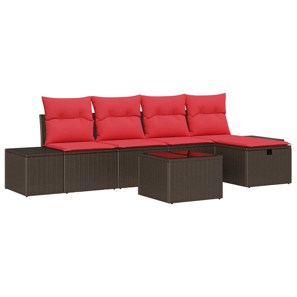 Set Divano da Giardino con cuscino 6 pcs Marrone polyrattan | homemem39