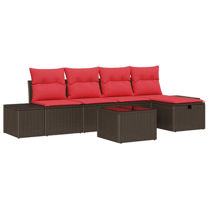 Set Divano da Giardino con cuscino 6 pcs Marrone polyrattan | homemem39