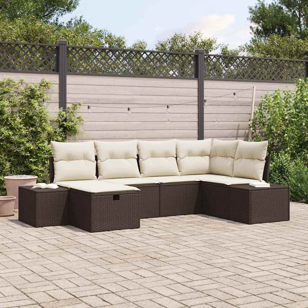 Set Divano da Giardino con cuscino 6 pcs Marrone polyrattan - homemem39