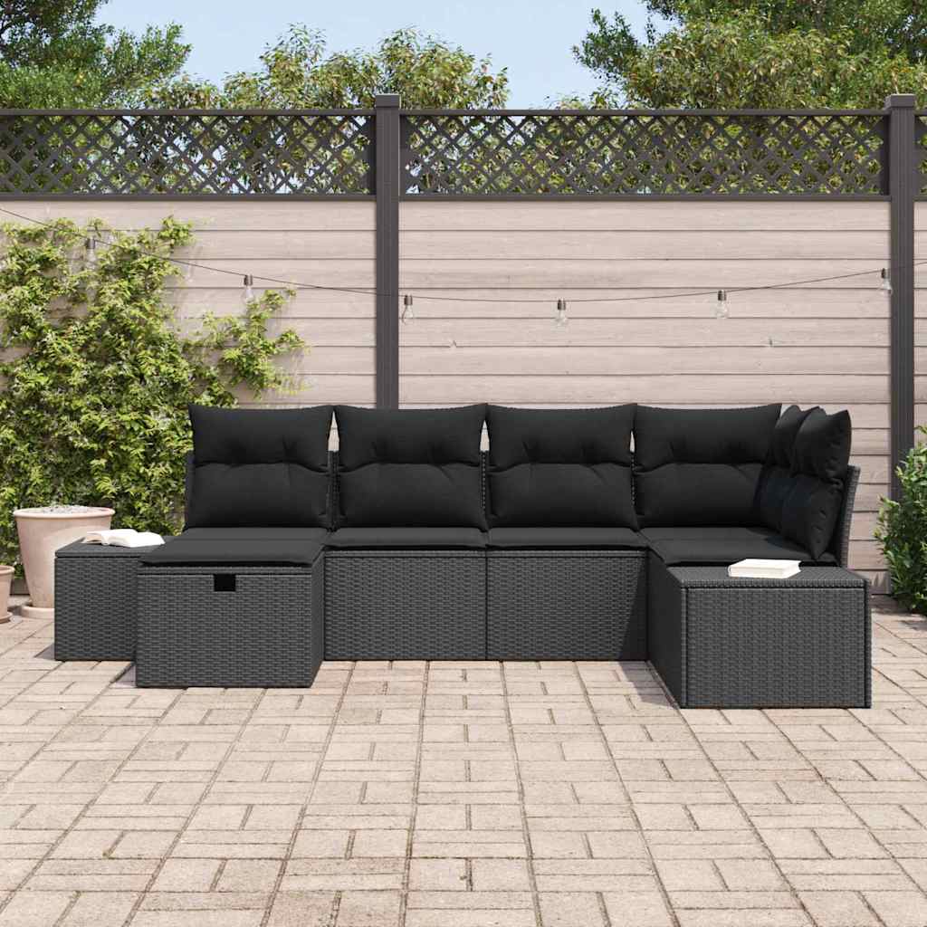 Set Divano da Giardino 6 pz Nero polyrattan | homemem39