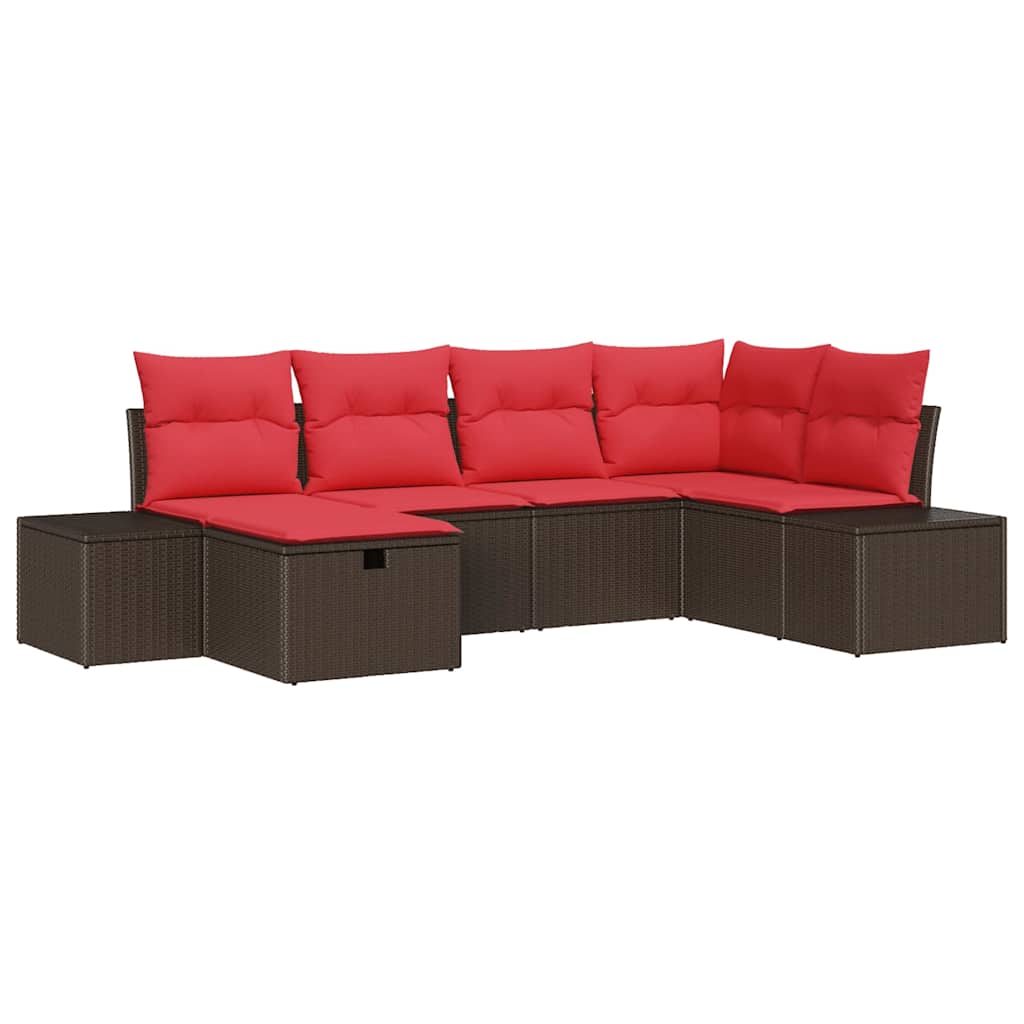 Set Divano da Giardino con cuscino 6 pcs Marrone polyrattan | homemem39