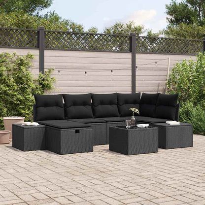 Set Divano da Giardino 7 pz Nero polyrattan | homemem39