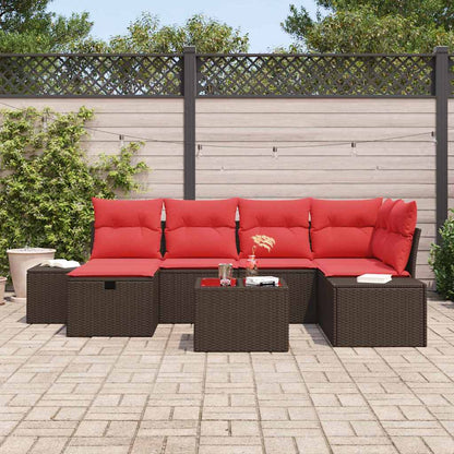 Set Divano da Giardino con cuscino 7 pcs Marrone polyrattan | homemem39