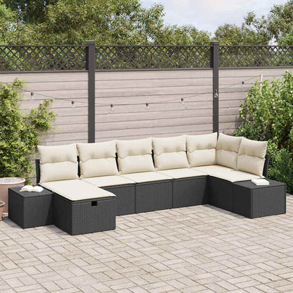 Set Divano da Giardino con cuscino 7 pcs Nero polyrattan - homemem39