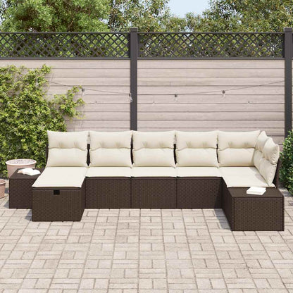 Set Divano da Giardino con cuscino 7 pcs Marrone polyrattan - homemem39