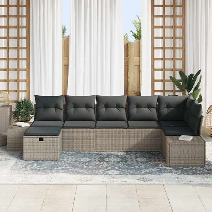 Set Divano da Giardino 7 pz Grigio polyrattan | homemem39