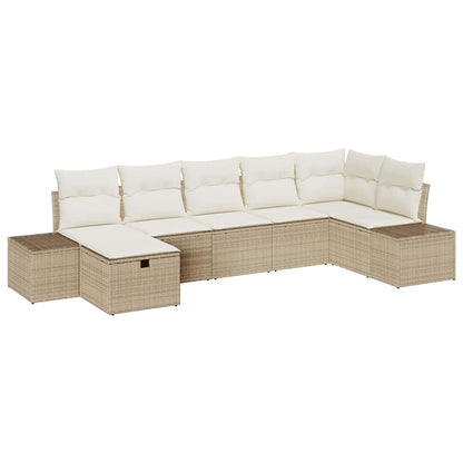 Set Divano da Giardino con cuscino 7 pcs Beige polyrattan - homemem39