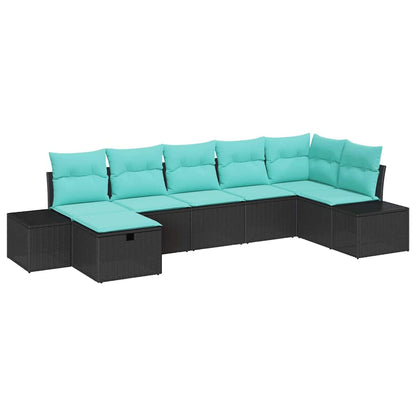 Set Divano da Giardino 7 pz Nero polyrattan - homemem39
