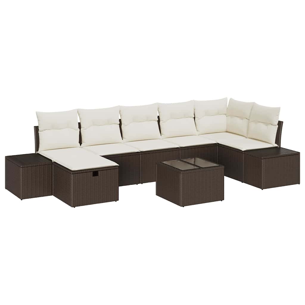 Set Divano da Giardino con cuscino 8 pcs Marrone polyrattan - homemem39