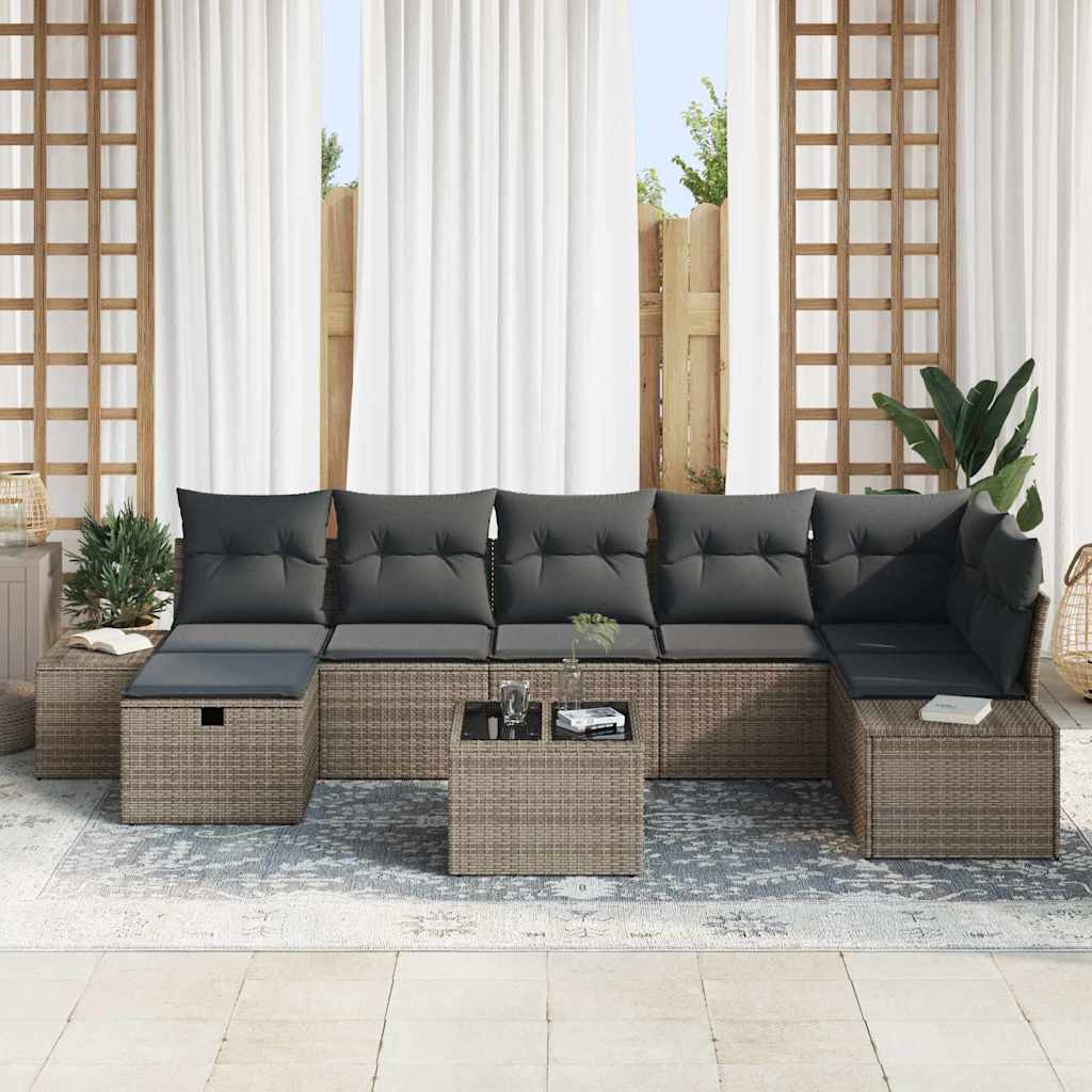 Set Divano da Giardino 8 pz Grigio polyrattan | homemem39