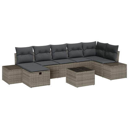 Set Divano da Giardino 8 pz Grigio polyrattan