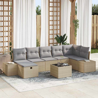 Set Divano da Giardino con cuscino 8 pcs Beige polyrattan - homemem39
