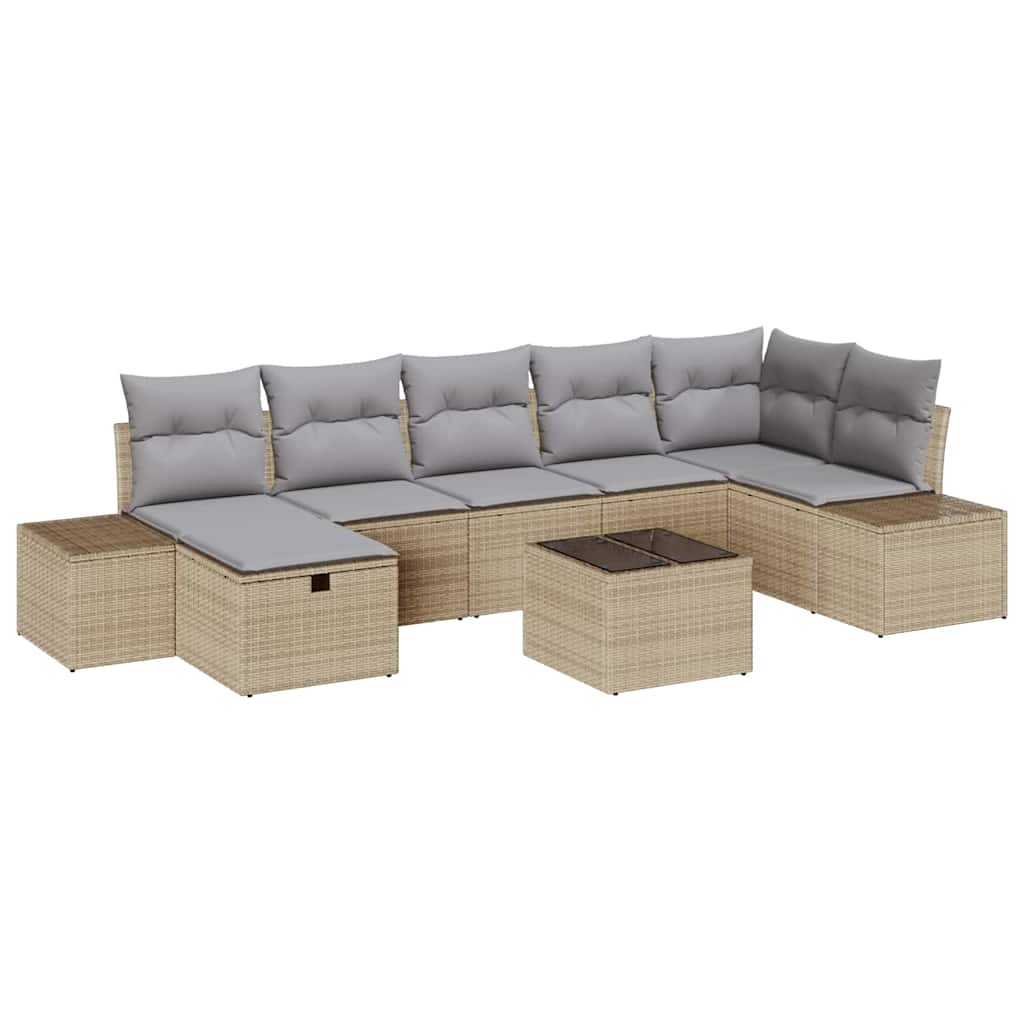 Set Divano da Giardino con cuscino 8 pcs Beige polyrattan - homemem39