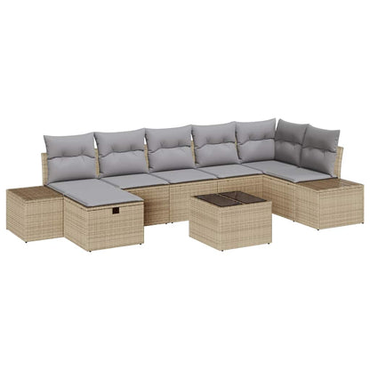 Set Divano da Giardino con cuscino 8 pcs Beige polyrattan - homemem39