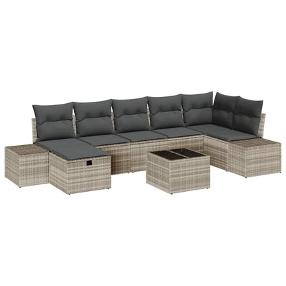 Set Divano da Giardino 8 pcs Grigio chiaro polyrattan - homemem39