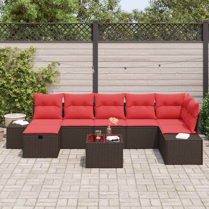 Set Divano da Giardino con cuscino 8 pcs Marrone polyrattan | homemem39
