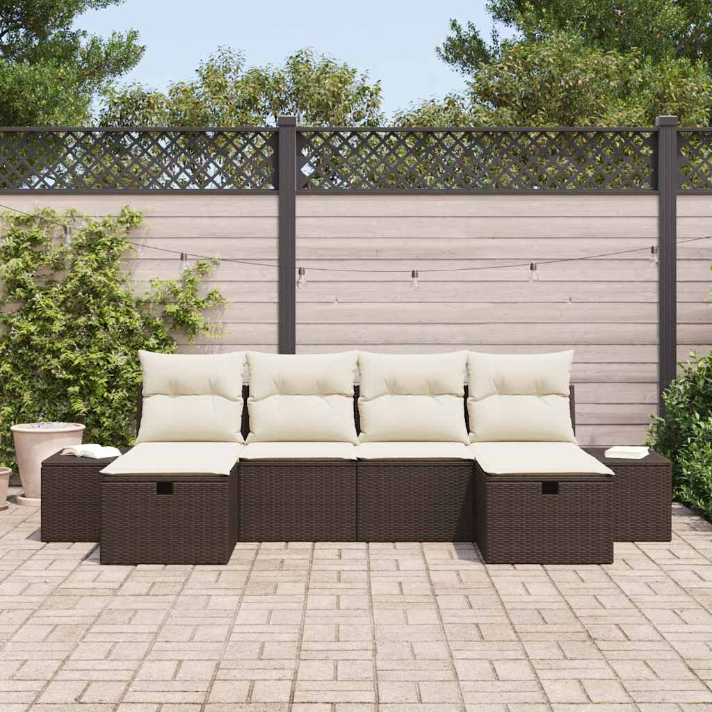 Set Divano da Giardino con cuscino 6 pcs Marrone polyrattan - homemem39
