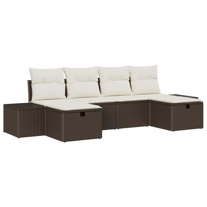 Set Divano da Giardino con cuscino 6 pcs Marrone polyrattan - homemem39