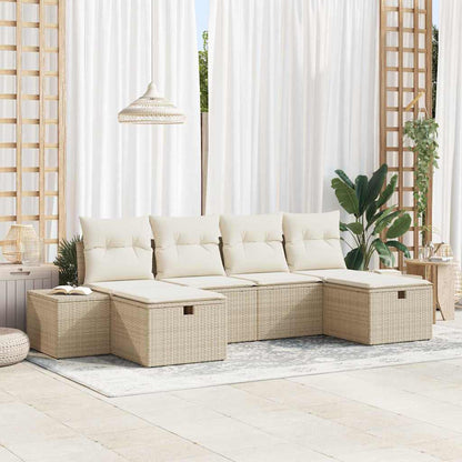 Set Divano da Giardino con cuscino 6 pcs Beige polyrattan - homemem39