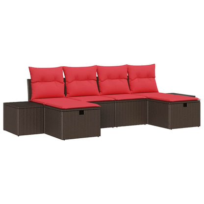Set Divano da Giardino con cuscino 6 pcs Marrone polyrattan | homemem39