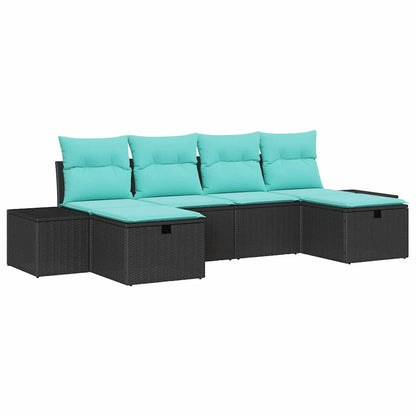Set Divano da Giardino 6 pz Nero polyrattan | homemem39