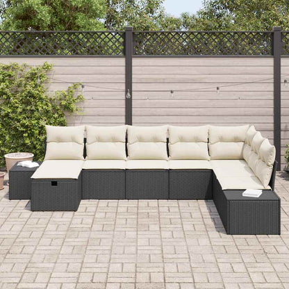 Set Divano da Giardino con cuscino 8 pcs Nero polyrattan - homemem39