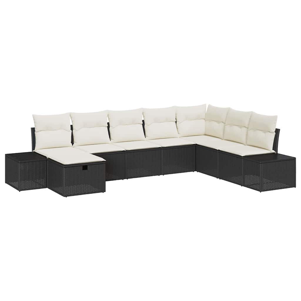 Set Divano da Giardino con cuscino 8 pcs Nero polyrattan - homemem39