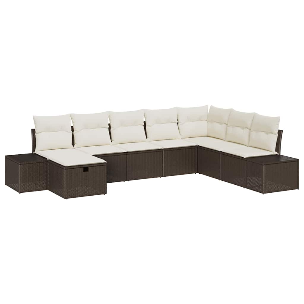 Set Divano da Giardino con cuscino 8 pcs Marrone polyrattan - homemem39