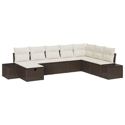 Set Divano da Giardino con cuscino 8 pcs Marrone polyrattan - homemem39