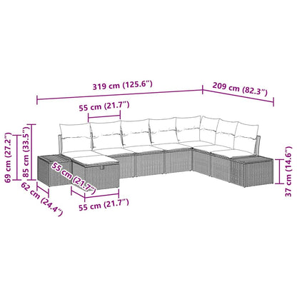 Set Divano da Giardino con cuscino 8 pcs Nero polyrattan | homemem39