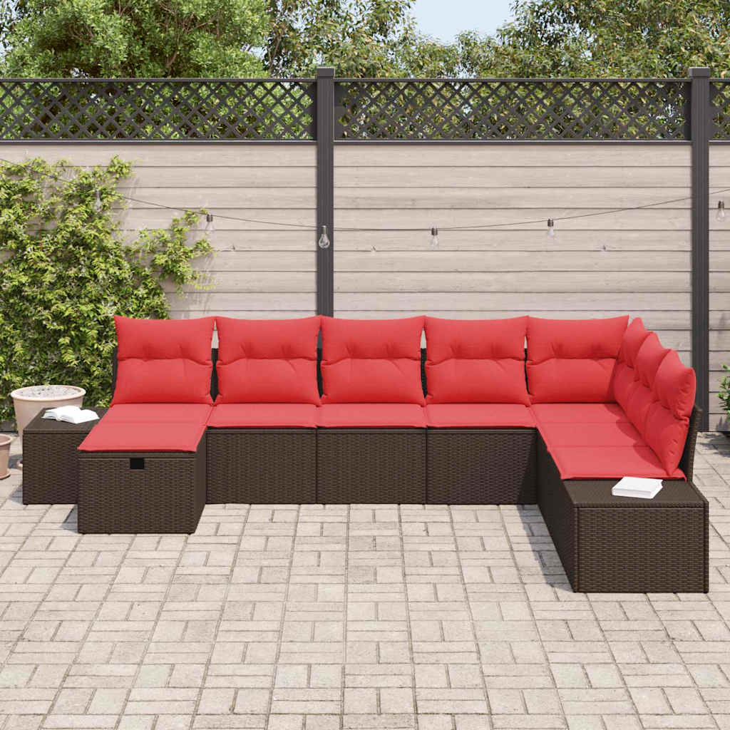 Set Divano da Giardino con cuscino 8 pcs Marrone polyrattan | homemem39