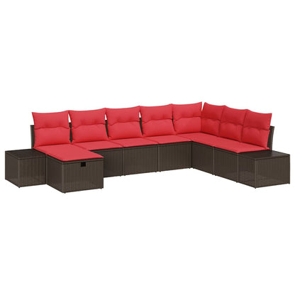 Set Divano da Giardino con cuscino 8 pcs Marrone polyrattan | homemem39