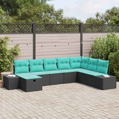 Set Divano da Giardino 8 pz Nero polyrattan | homemem39