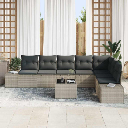 Set Divano da Giardino 9 pcs Grigio chiaro polyrattan - homemem39