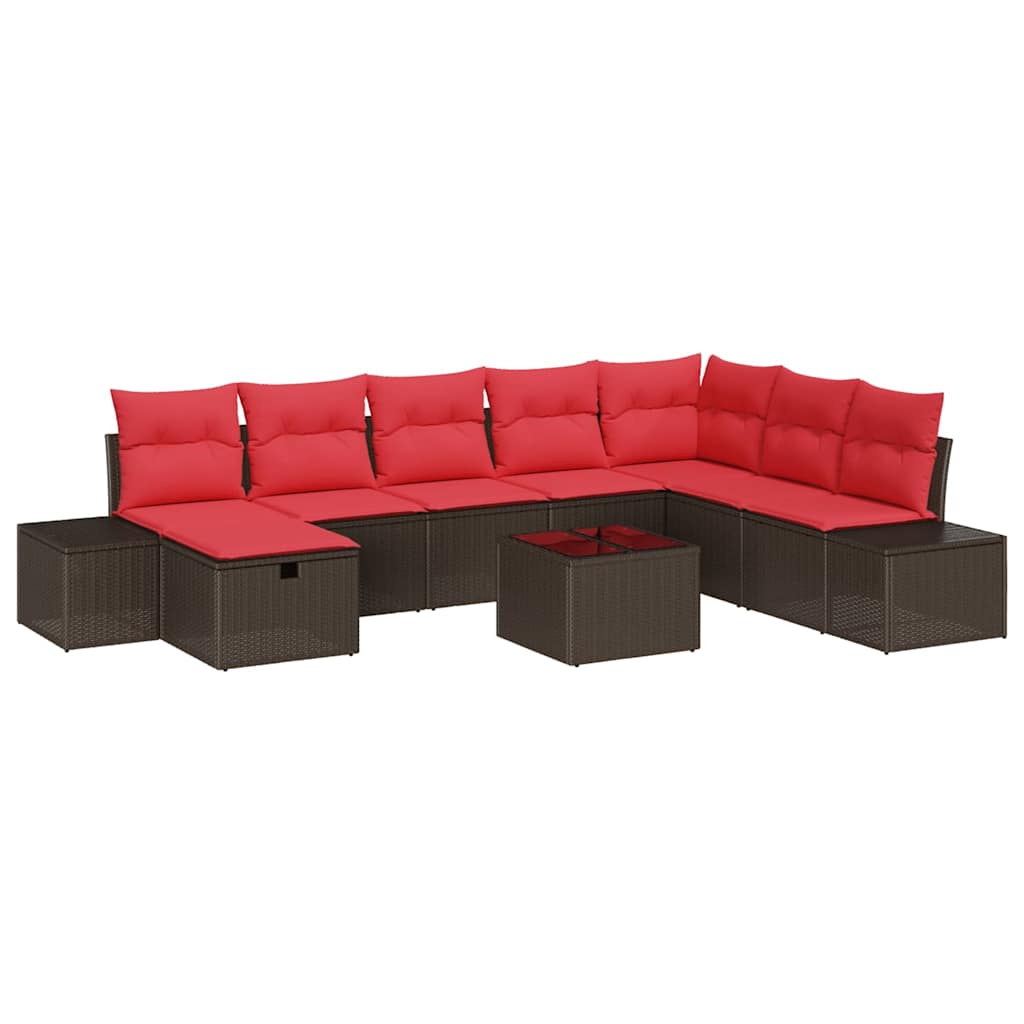 Set Divano da Giardino con cuscino 9 pcs Marrone polyrattan | homemem39