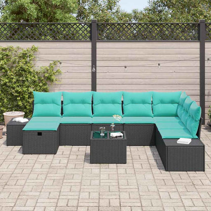 Set Divano da Giardino 9 pz Nero polyrattan | homemem39