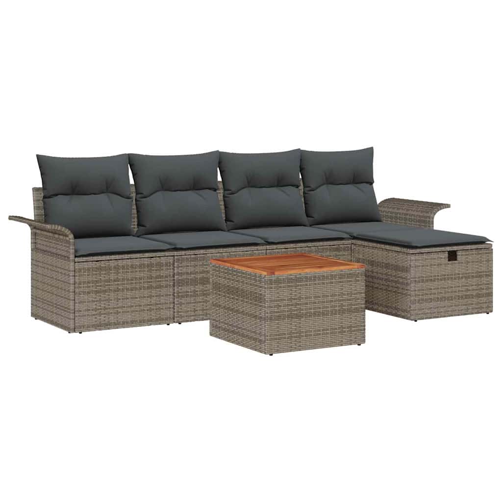 Set Divano da Giardino 6 pz Grigio polyrattan | homemem39