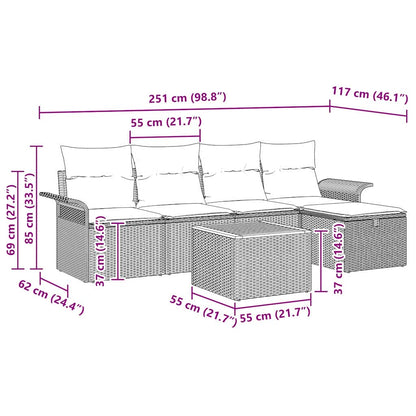 Set Divano da Giardino 6 pz Grigio polyrattan | homemem39