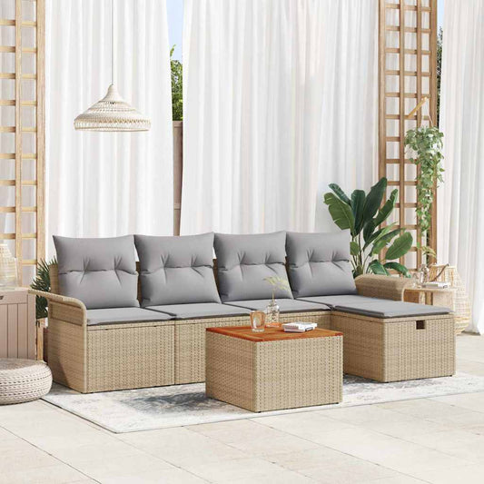 Set Divano da Giardino 6 pcs Beige Poly Rattan - homemem39