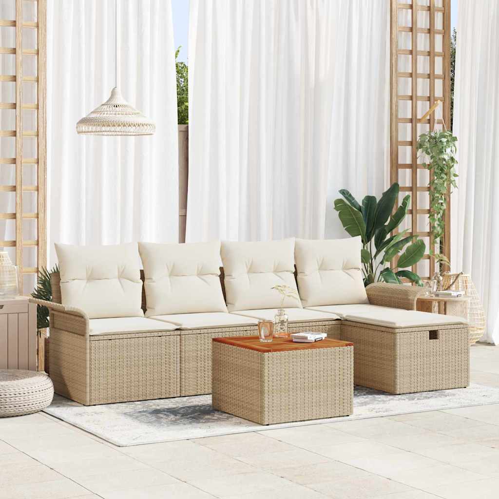 Set Divano da Giardino 6 pcs Beige Poly Rattan - homemem39