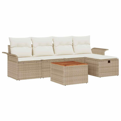 Set Divano da Giardino 6 pcs Beige Poly Rattan - homemem39