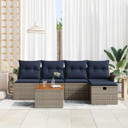 Set Divano da Giardino con cuscino 6 pcs Grigio polyrattan | homemem39