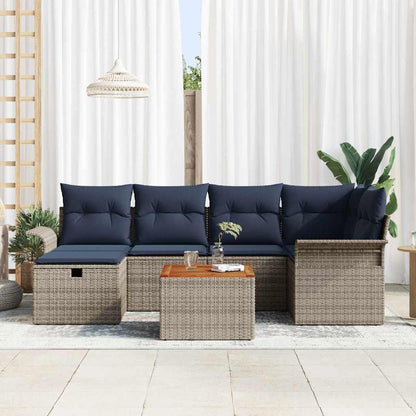 Set Divano da Giardino con cuscino 7 pcs Grigio polyrattan | homemem39