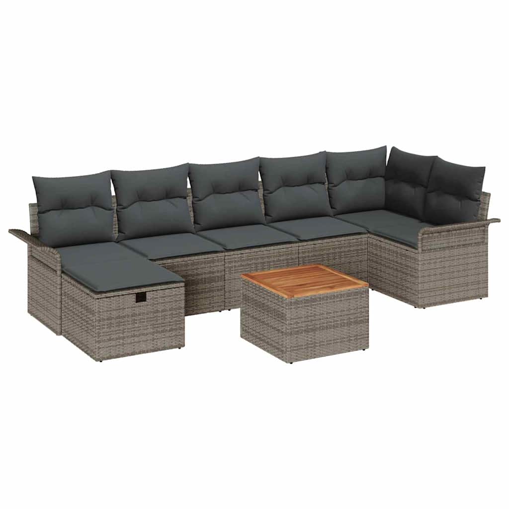 Set Divano da Giardino 8 pz Grigio polyrattan | homemem39