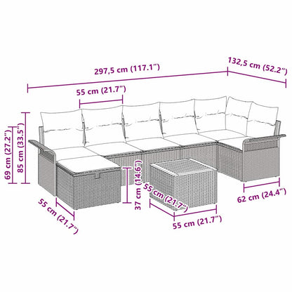Set Divano da Giardino 8 pcs Beige polyrattan - homemem39